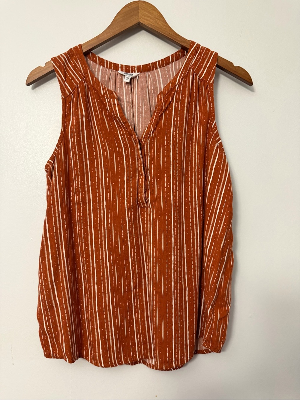 Sonoma Rust and Cream Striped Sleeveless V-Neck Camisole